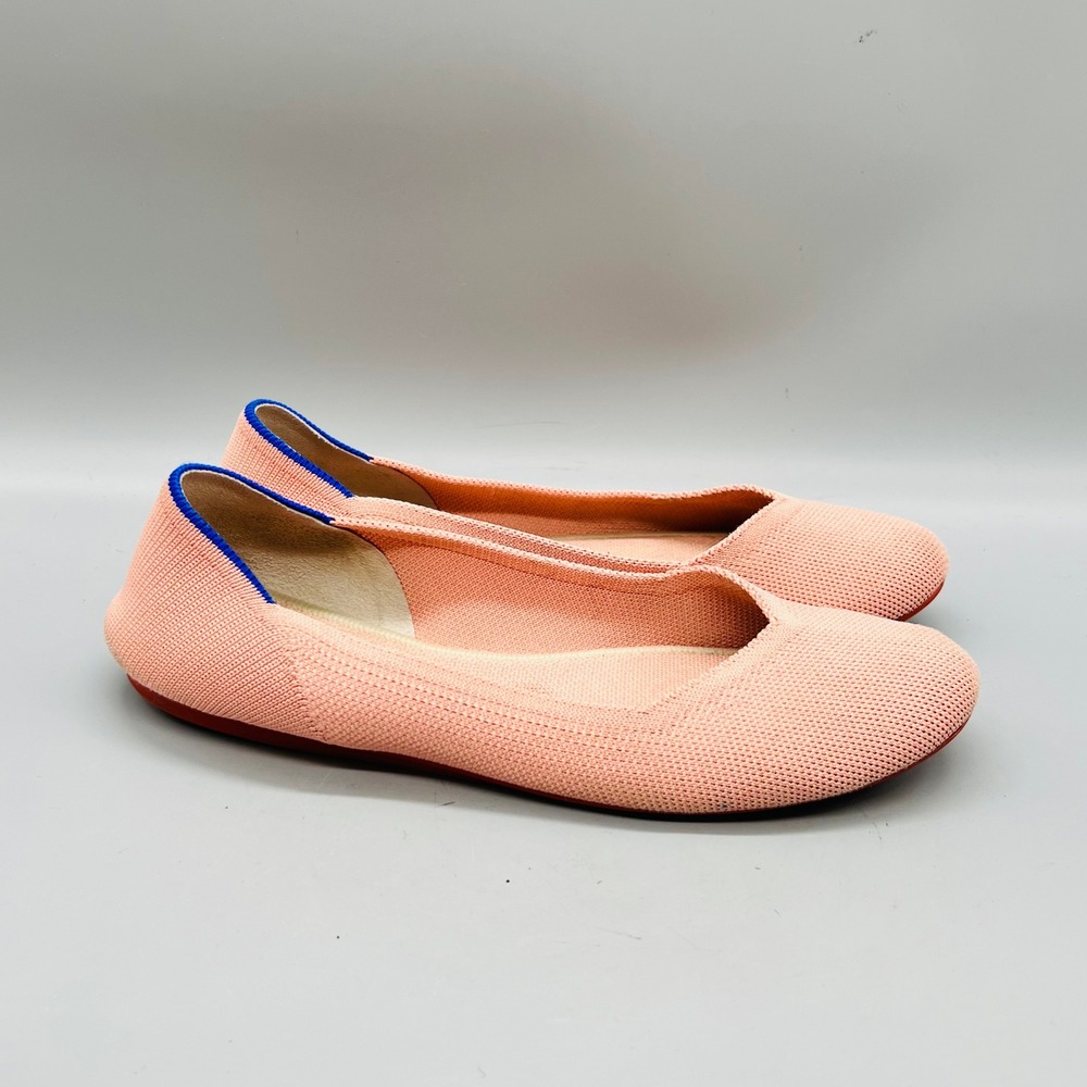 Rothy's Shoes Womens 8 Pink Knit The Flat Round Toe Ballet Flats Slip On Comfort